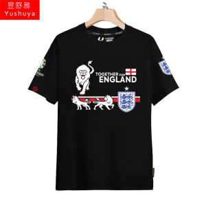 England 2024 European Cup Three Lions Football Fan Clothes Short Sleeve T-shirt Men and Women Pure Cotton Half Sleeve T-shirt