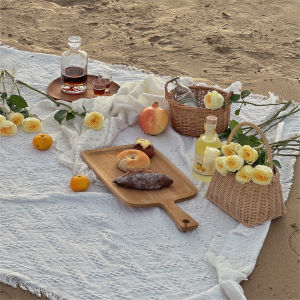 Seaside Beach Mat White Ins Beach Cloth Thickened Outdoor Portable Foldable Picnic Mat Photo Props Blanket