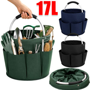 17L Large Storage Organizer Bag Foldable Cleaning Bucket with Handle Waterproof Picnic Tote Basket Outdoor Cleaning Caddy Garden Tool Bag Supplies