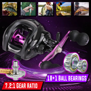 Baitcasting Fishing Reels 7.2:1 Gear Ratio 18+1 BB Bait Casting Reels Smooth Powerful Fishing Wheel for Reel Fishing