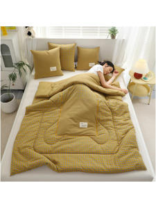 Thickened Pure Cotton Pillow Cover Cushion Blanket Office Nap Sofa Car Pure Cotton Air Conditioner Blanket Square Geometric Pattern