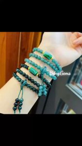 vòng tay nữ dáng chuỗi ngọc lam ngọc tự nhiên mix lu thống lam ngọc và charm đồng điếu hippi lam ngọc vip vòng tay đá phong thủy trang sức thiết kế đủ hóa đơn thẻ bảo hành