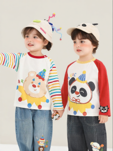 CUTEPANDAS | Áo Thun Hình Hoạt Hình Tạo Hiệu Ứng Dopamine Cho Trẻ Em