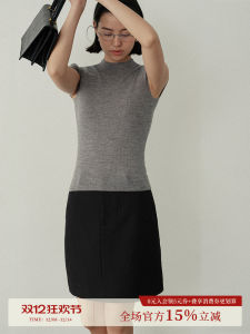 Peach Who Commute Slimming Wool Blend High Waist A-Line Skirt Womens Fashion Autumn New Style Polyester Fiber Short Skirt