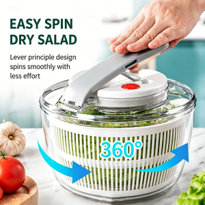 3L Salad Spinner Large Salad Bowl With Lid One-handed Easy Press Salad Spinner Washer Dryer Drainer Mixer