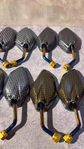 2PCS 2601 2TONE / TITANIUM CARBON SIDE MIRROR / SMALL SIDE MIRROR YAMAHA / MIO / MIO I 125 / GRAVIS / MIO MX / MIO SOULTY / AEROX