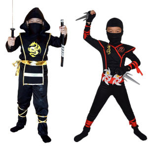 Halloween Kids Deluxe Ninja Cosplay Costume for Kids 4-12 Years Old