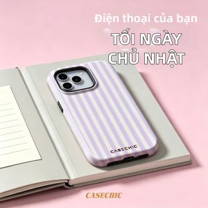 Potdemiel | Ốp Lưng Lilac Split Square Geo TPU Chống Xước Cho iPhone 17/16/15 Pro Max - Màn Hình Bảo Vệ Kép Chống Sốc Từ Tính Thời Trang