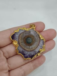 00000- MẶT HOA TINH THỂ THẠCH ANH TÍM AMETHYST CỘNG SINH MÃ NÃO THIÊN NHIÊN KHÔNG XỬ LÝ ĐÃ BỌC KIM LOẠI