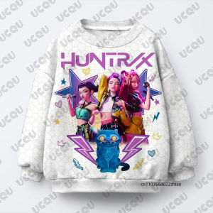 Kpop Demon Hunters Huntrix Print Sweatshirt For Children Autumn Winter Long Sleeve Pullover Casual Oversiezed Kids/Adult Tops