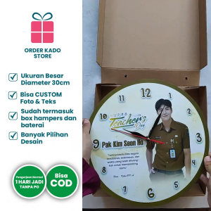 Hari Guru – Kado Hadiah Jam Dinding Custom Untuk Kenang Kenangan Guru Perempuan Laki-Laki Teachers Day JB-T01