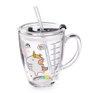 Tempered Glass Toddler Sippy Cup Straw Design Heat Resistant