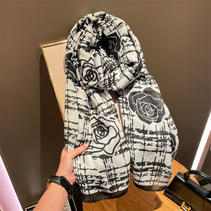 Fashionable Black White Shawl Womens Warmth Double-Sided Scarf Long Neck Warmer Korean Style Winter Accessories