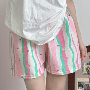 Mosquito-Resistant Striped Casual Pants Thin Cool Air Conditioning Pants Bear Pattern Womens Long Pants Summer Leisure Wear