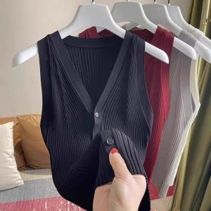 High-end Fashionable Sleeveless Single-breasted Knit Vest