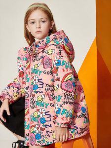 Ask Junior | Cartoon All-Over Printed Girls Down Jacket Warm