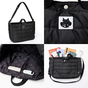 Ne-net Nya Surprise Cat Black Puffer Quilted Sling Bag * shoulder japanese magazine GWP