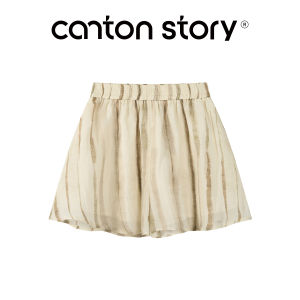 Cantonstory | Quần Culotte Đùi Dọc Beige Sọc Cho Phụ Nữ