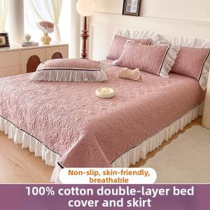 YAOKANG | Cotton Princess Style Lace Bed Cover Year-Round Slip-Resistant