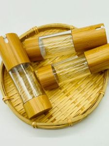 Vacuum Bamboo Wood Cosmetic Bottle round Mouth Lotion Bottle Foundation Milk Bath Gel Shampoo Packaging Dividing Bottle