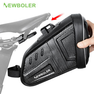 NEWBOLER Bicycle Saddle Bag Waterproof EVA Hard Shell Road Bicycle Tail Bag Reflective Striped Bike Rear Bag Bike Accessories