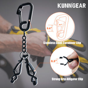 KUNN Metal Single Head Glove Clips with Stainless Steel Carabiner Clip Portable Glove Clips for Work Glove Holders