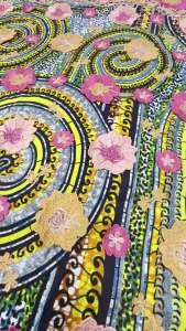 New Ankara 3D Embroidery African Wax Printed Cotton Fabric 5 yards Dutch For Nigerian & Ghanaian Clothing Sewing Supplies