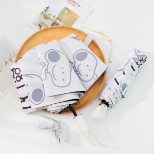 Automatic Black And White Snoopy Sun Umbrella UV Protection Foldable Three-fold Sunny And Rainy Umbrella Home Daily Use