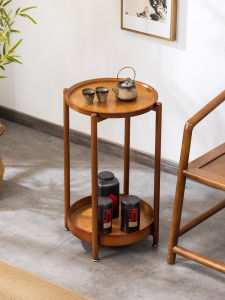 Portable Chinese Style Bamboo Mahjong Table Tea Water Stand Side Cabinet for Card Room Sofa Side Table Small Tea Table