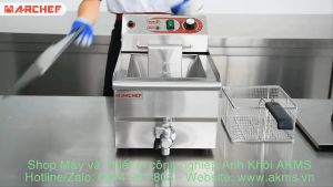 Bếp chiên nhúng điện công nghiệp đơn EF-101V dung tích 10L công suất 3.25kW cảm biến nhiệt độc lập+micro switch+công tắc nguồn riêng