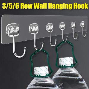 Strong Adhesive Wall Hooks Transparent Door Wall Hangers for Kitchen Bathroom Organizer Storage Hook Towel Clothes Key Holder
