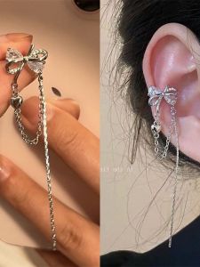 ต่างหูรูปผีเสื้อประดับเพชรเซอร์โคเนียแบบไม่ต้องเจาะ ดีไซน์เก๋ไก๋ หรูหรา สำหรับผู้หญิง ต่างหูรูปนางฟ้าแบบสวมหู