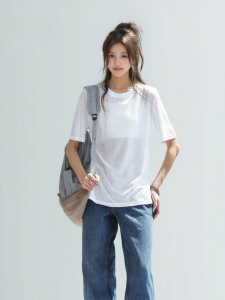 CHANT2nd | Short Sleeve T-Shirt for Women Thin Breathable Loose Casual Round Neck Multi-match