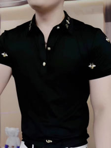 Áo Thun Polo Nam Tay Ngắn Thời Trang Mùa Hè Áo Thun Cổ Polo Thêu Hoa Mật Ong Ôm Vừa Vặn Áo Thun Nam Thường Ngày