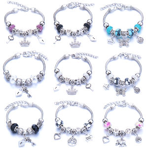 Fashion Angel Girl Khảm Rhinestone đính cườm vương miện Mặt dây chuyền bướm Vòng đeo tay điều chỉnh được cho thời trang nữ cây Tự Làm của cuộc sống phụ kiện pha lê lễ hội món quà sinh nhật