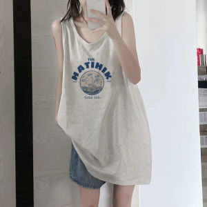 Áo Vest Không Tay Cotton Mỹ Dành Cho Nữ Mùa Hè Thiết Kế Rộng Rãi Cổ Treo Không Tay Cotton Nguyên Chất Phong Cách Mỹ Dành Cho Nữ