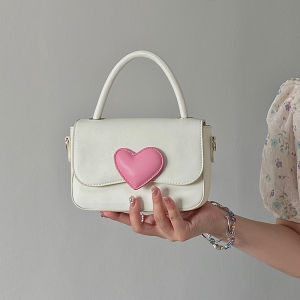 IELGY messenger bag for women pink love contrast color girl cute fashion handbag shouldder bag