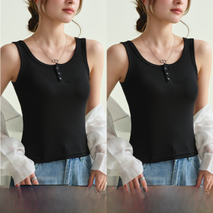 MiiOW | Áo vest màu nâu cho nữ mùa xuân hè 2025 thiết kế vai rộng mới nút áo khoác ngoài trong nhà Áo vest cotton polyester