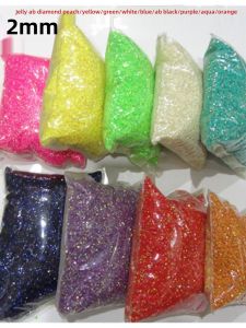 2mm Jelly Drill Handmade Flat Bottom Nail Drill 14 Facet DIY Fashion Jewelry Accessories Plain Base Colorful AB Diamond