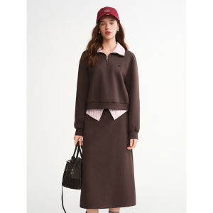 DUSHU | Plus Size Women Fashion Striped Patchwork Sweatshirt Set