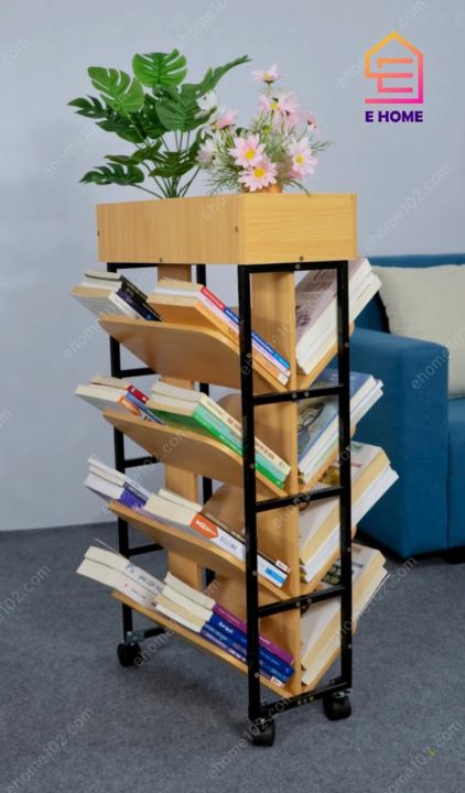 Giá Sách Kệ Sách Ngăn Chéo Có Bánh Xe Di Chuyển EHOME Có Ảnh Thật Kệ Gỗ ...