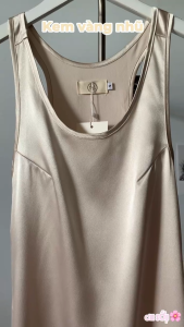 6 màu Lụa nhũ/ HK dày dặn óng ánh Đầm lụa dáng dài cộc tay cổ tròn sâu khoá kéo sang xịn mát mịn gợi cảm RIDA DRESS