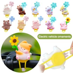 SKJK Cartoon Wind Broken Rubber Bicycle Cute Little Pink Pig Motorcycle Decoration Animal Doll Windmill Decoration Funny Capibara Wind-breaking Motor