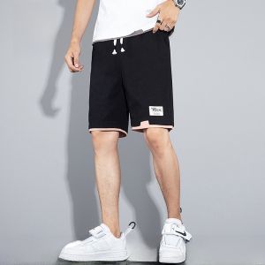 ROMON | Romon Mens Summer Thin Loose Straight Leg Cotton Shorts Casual Sports Beach Five-Point Medium Pants Breathable Quick-Drying