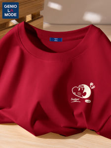 Geniolamode Pixel Style Mens T-Shirt Summer Short Sleeve Cartoon Corgi Youthful Feeling Loose Fit Breathable Pure Cotton