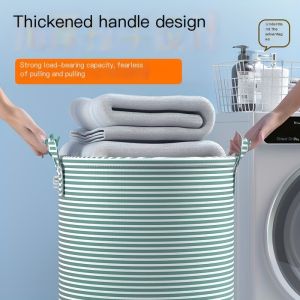 Foldable Minimalist Striped Laundry Baskets Multi Use Collapsible Storage Organizer For Bathroom Bedroom Toy Clothes Home 1 Pack