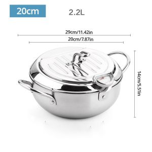 1 Chảo Dầu Inox Có Nắp Đậy 24Cm Nồi Chiên Tempura Thân Thiện Với Môi Trường Chảo Chiên Tiết Kiệm Dầu Nhỏ Cho Khoai Tây Chiên Nhiệt Kế Gia Đình