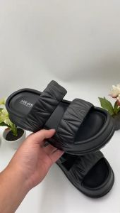 Sandal Selop Sandal Wedges Wanita Bahan Karet Korean Style Kekinian Model Tali Ban Dua Terbaru