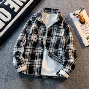  Coat Mens Stylish Niche Fancy Handsome Jacket Trendy Loose Casual American Plaid Shirt