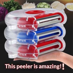 1PCS 3 In 1 Magic Trio Peeler Set Slicer Shredder Peeler Julienne Cutter Multi Peel Blade Zesters Grater Kitchen Tool〔CC11〕